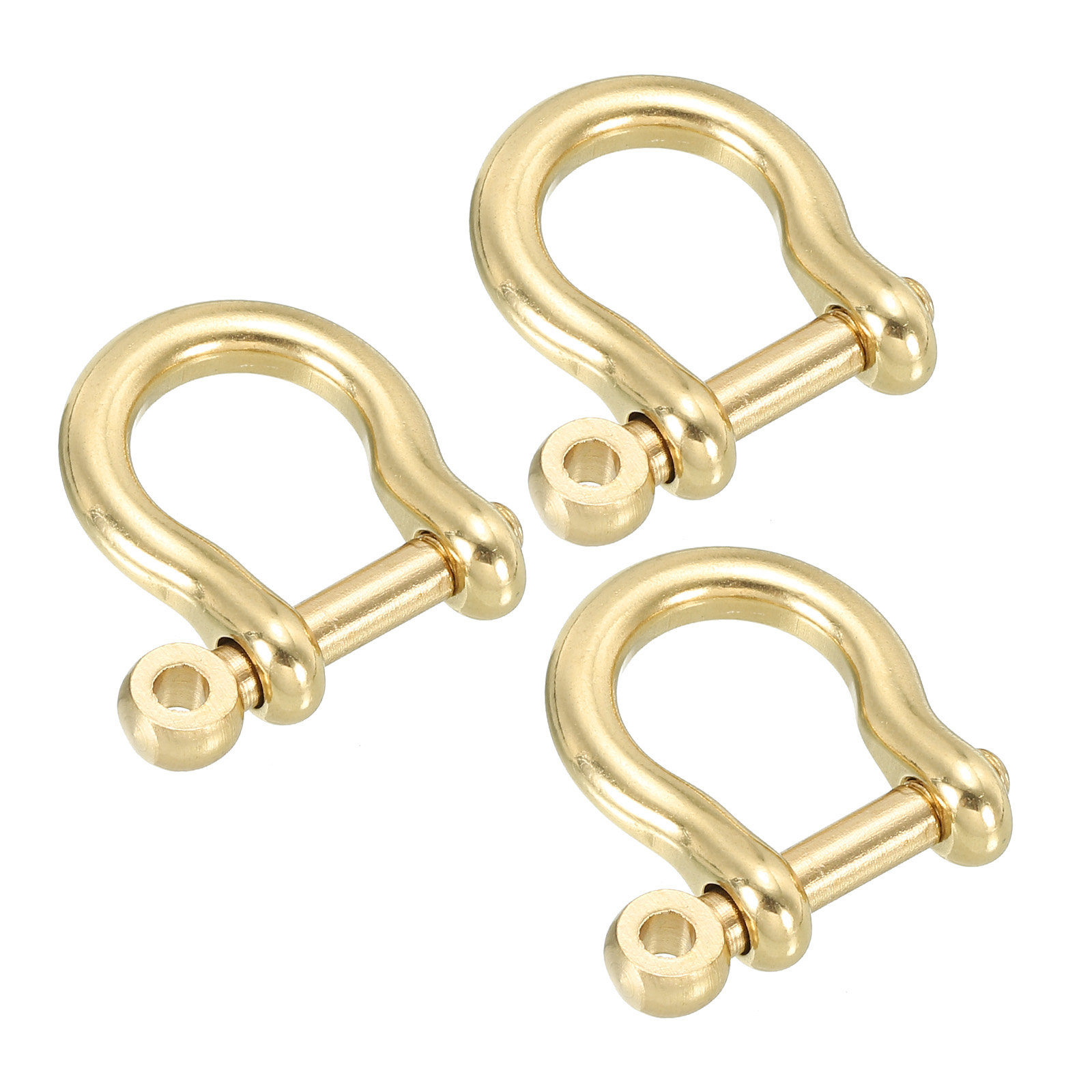Uxcell D-Ring Shackle Inner Width Solid Brass Screw Hook Small Bow Shackles 3/8 inch