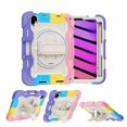 thumbnail image 2 of XYX 3in1 Rotating Stand Case for iPad Mini 7 A17 Pro 2024/iPad Mini 6 2021 8.3 inch with Hand/Shoulder Strap, Shockproof Rugged, Colorful Pink, 2 of 7