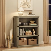 5 Tier Bookcase, Farmhouse Book Shelf with Storage Open Display Bookshelves, 67.4" Tall Book Case Wooden 5 Shelf Bookcase Home Decor Furniture for Home Office, Living Room, Bed Room - Grey