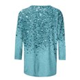 thumbnail image 4 of UPPADA 3/4 Chandails à Col Rond pour Femmes à Manches, Blouses Décontractées à Imprimé de Paillettes, Hauts Tendance à Coupe Ample, Chandails à Enfiler, Blouse à Manches Trois Quarts pour Femmes, Hauts Décontractés à Col Rond, Hauts pour Femmes à Manches 3/4, Aubaines, 4 of 5