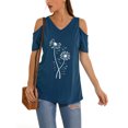 thumbnail image 1 of Innerwin Tee Short Sleeve Ladies T-shirt Work Dandelion Print Loose T Shirt Navy Blue S, 1 of 3