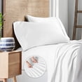 thumbnail image 3 of Purity Home 100% Cotton Twin Percale Bedsheet Set, 400 Thread Count Breathable, Super Soft, Cool & Crisp, 3-Piece, White, 3 of 4