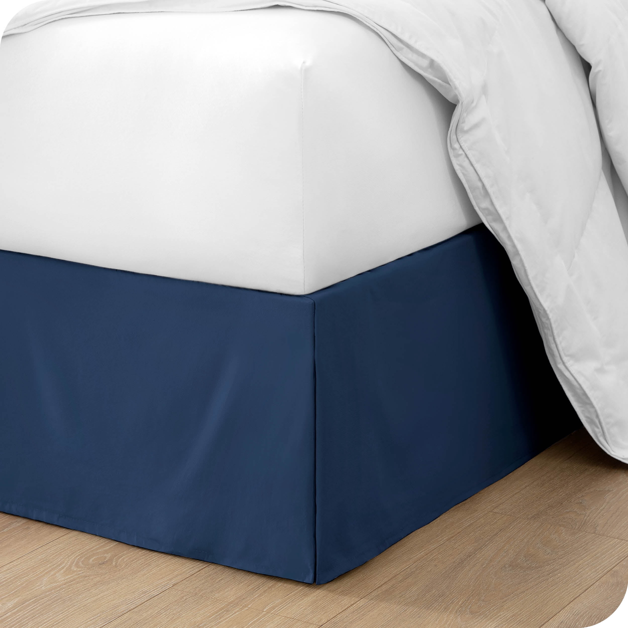 Bare Home Jupe de Lit Double Brossage - Premium 1800 Collection - Retombée de 15 Pouces - Grand Lit, Bleu Foncé