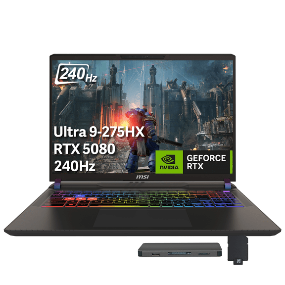 msi Vector 16 HX AI 16 Pouces QHD+ 240Hz Portable de Jeu, Intel Ultra 9 275HX, GeForce RTX 5080, 16 Go GDDR7, 64 Go DDR5, Stockage 5 To (SSD 4 To + Station d'Accueil 1 To), Clavier Rétroéclairé RVB, Windows 11, Gris