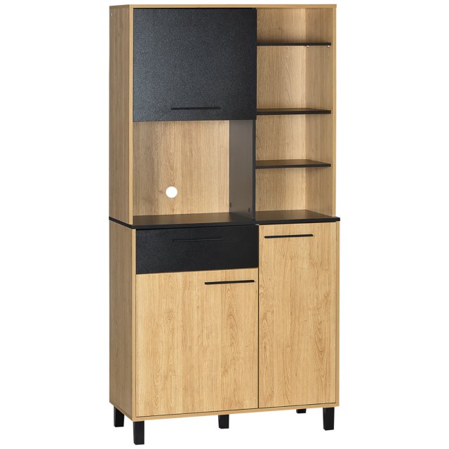 HOMCOM Armoire de Rangement de Cuisine avec Étagère Réglable Porte à Fermeture Douce