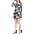 thumbnail image 4 of INSPIRE CHIC Robe Ligne A à Manches Longues à Carreaux pour Femmes avec Col Pointu et Boutons S Blanc, 4 of 5