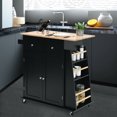 thumbnail image 4 of Gymax Îlot de Cuisine Roulant Chariot Utilitaire Armoire Rangement Porte-Épices Porte-Serviettes Noir, 4 of 10