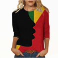 thumbnail image 1 of QIPOPIQ Chemises pour Femmes Chic Décontracté, Mode Féminine Décontractée Col Rond Manches Trois Quarts T-Shirt Imprimé Haut Liquidation, 1 of 5
