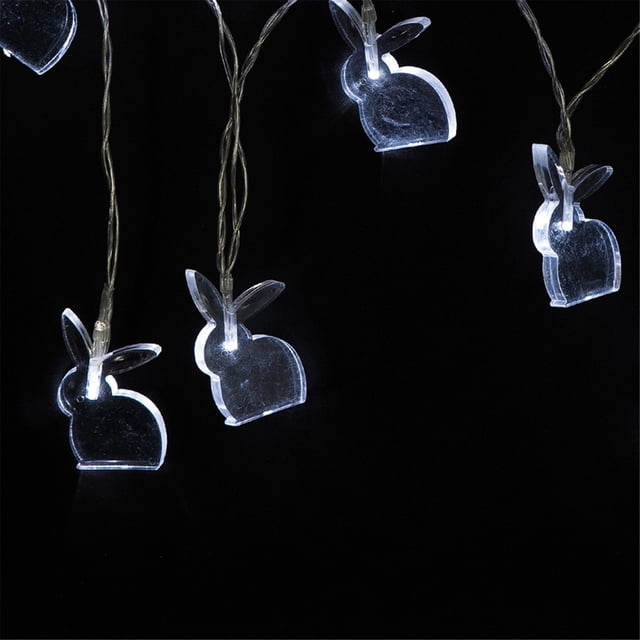Guirlande Lumineuse de Lapin de Pâques à Piles, 10 DEL 1,65 m Guirlande Décorative Intérieure pour Fête, Maison, Manteau