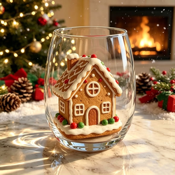 CQCYD Christmas Glass, 15oz/420ml Cute Christmas Collection Commemorative Drinking Glass, Large Capacity 2D Holiday Glassware for Dining Table Party Decor Christmas Gift for Family Friends