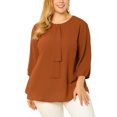 thumbnail image 1 of GRACE & GRANDEUR Women's Plus Size Tops Work Round Neck Ruffle Chiffon Blouse Office Top 4X Caramel, 1 of 8