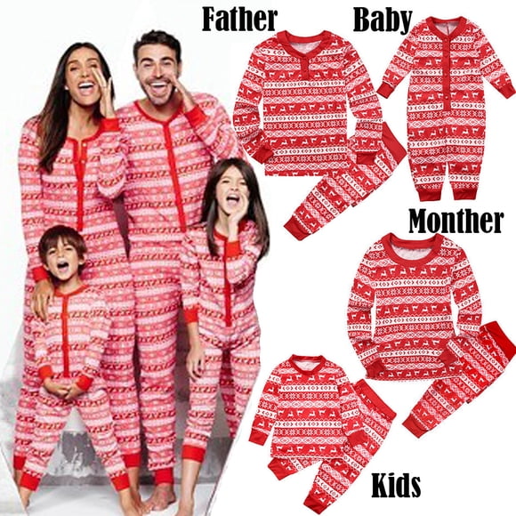 Gupgi Christmas Family Matching Pajamas Set Deer print Sleepwear Nightwear