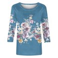 thumbnail image 4 of Xihbxyly Hauts pour Femmes Décontractés Mode pour Femmes Manches Trois Quarts Rétro Col Rond Imprimé de Pâques Hauts Amples Blouse, 4 of 4