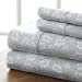 thumbnail image 3 of ienjoy Home Ensemble de Draps 4 Pcs à Motifs, Grand Lit, Gris Champ de Blé, 3 of 10