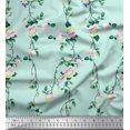 thumbnail image 1 of Soimoi Poly Georgette Fabric Leaves & Peony Floral Print Fabric by The Yard 52 Inch Wide, 1 of 5