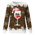 thumbnail image 4 of TIMIFIS Chandail en Molleton Oversize de Noël pour Femmes Décontracté Mignon Verre de Vin Rouge Flocon de Neige Imprimé Col Rond Chandail Cadeaux pour Noël, 4 of 4