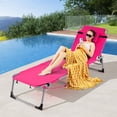 thumbnail image 2 of Gymax Outdoor Folding Chaise 5-Position Lounge Chair w/ Face Hole & Adjustable Footrest Pink, 2 of 10