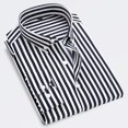 thumbnail image 1 of Chemise Classique à Rayures pour Homme avec Poche Poitrine, Rayures Verticales, Automne, Manches Longues, Formelle, Bleue, Chemise de Bureau, Haut, Chemise Ample pour Hommes, 1 of 5