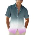 thumbnail image 1 of Chemises pour Hommes, Mode Décontractée Col Rabattu Imprimé Dégradé Manches Courtes Chemise Boutonnée Hauts Blouse, 1 of 4