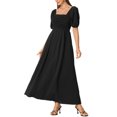 thumbnail image 1 of INSPIRE CHIC Robe Maxi pour Femme à Encolure Carrée Froncée, Robes d'Été Noires TG, 1 of 5