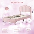 thumbnail image 2 of Eastvita Safe Twin LED Bed Frame for with Storage/RGB Lights Upholstered in Soft Fleece Fabric/No Box Spring Needed/Pink, 2 of 6