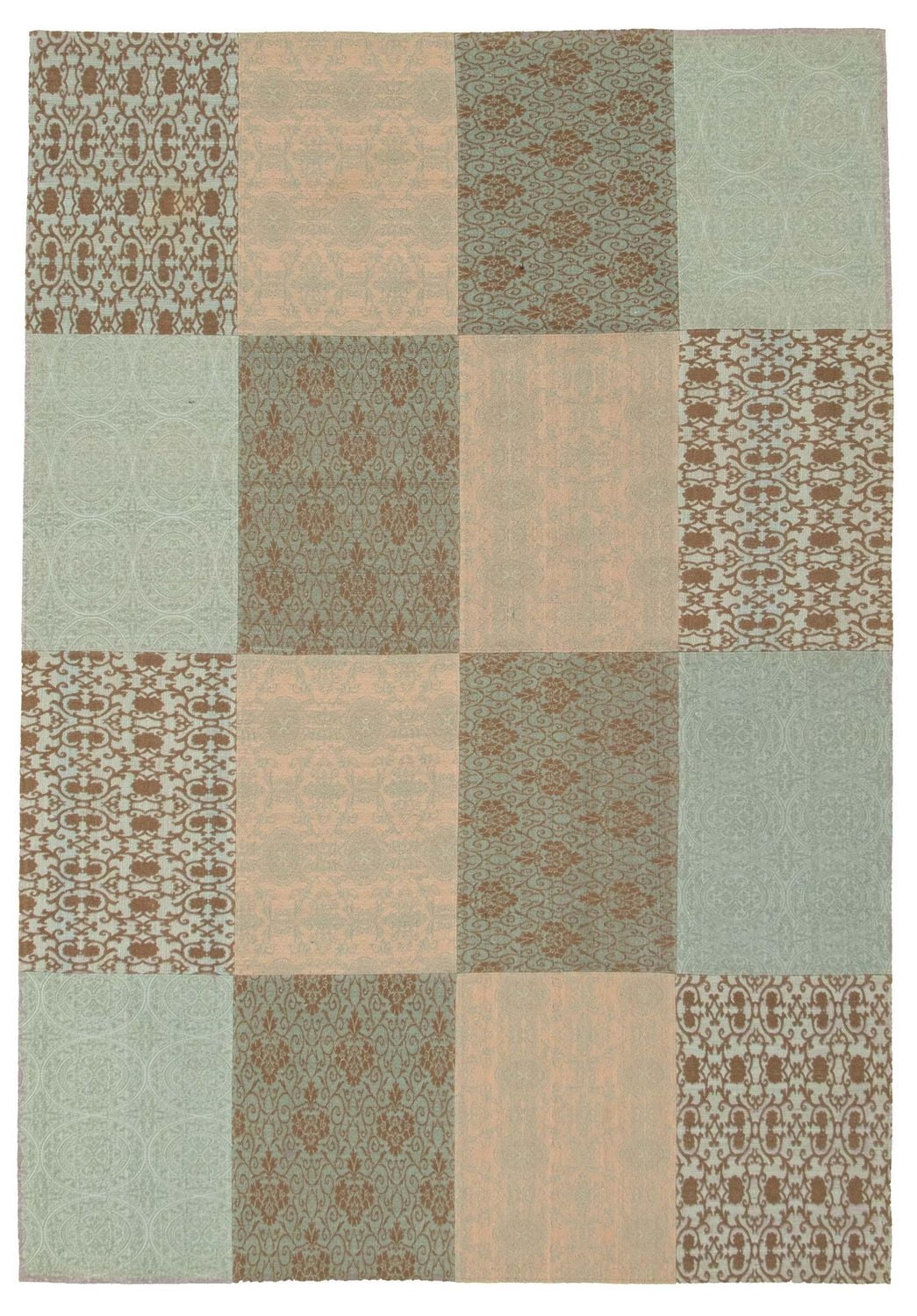 ECARPETGALLERY 3'10" x 5'11" Transitional Collage Handmade Area Rug for Living Room, Dining Room and Bedroom Blue