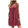 thumbnail image 2 of EGNMCR Robes de Fête pour Femmes Été Robe Débardeur Décontractée Sans Manches à Couleur Unie avec Dos Nu et Empiècements, 2 of 3