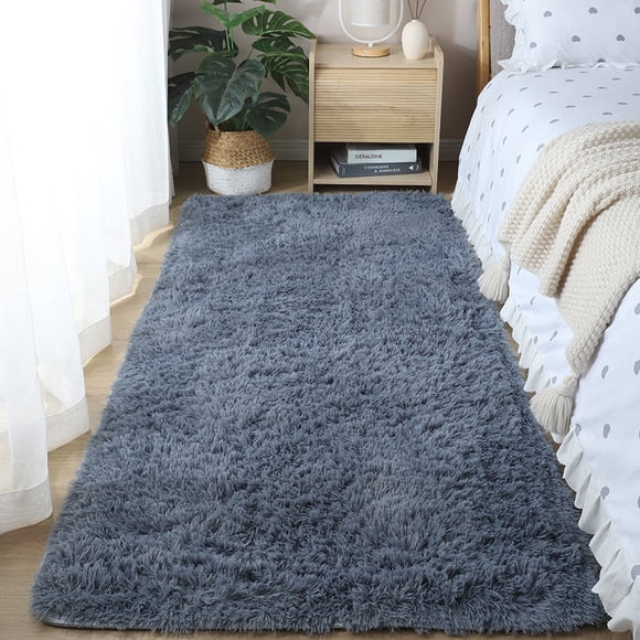 MORESEC Modern Suede Floor Mat for Living Room and Bedroom, Plush Home Carpet with Non-Skid Backing, Decorative Runner Rug