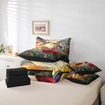 thumbnail image 4 of 7 Pcs Hummingbird Comforter Set,Rustic Garden Poppy Red Flowers Botanical Bedding Set,Artistic Stained Glass Style Patchwork Bed Set(Comforter+Fitted+Flat Sheet+Pillowcases+Pillow Covers),Twin, 4 of 5