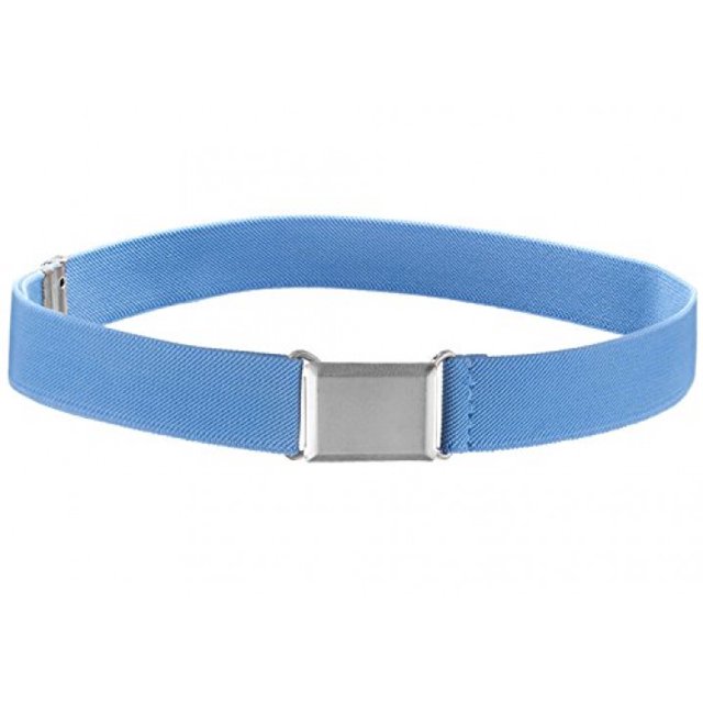 Kids Elastic Adjustable Strech Belt With Silver Square Buckle - Light Blue