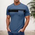 thumbnail image 2 of Men's Short Sleeved Round Neck T Shirt Men's Pullover Striped Printed Tops, 2 of 6