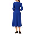 thumbnail image 3 of INSPIRE CHIC Robe de Travail pour Femme Ligne A Manches 3/4 Robe Midi Élégante TG Bleu Royal, 3 of 6