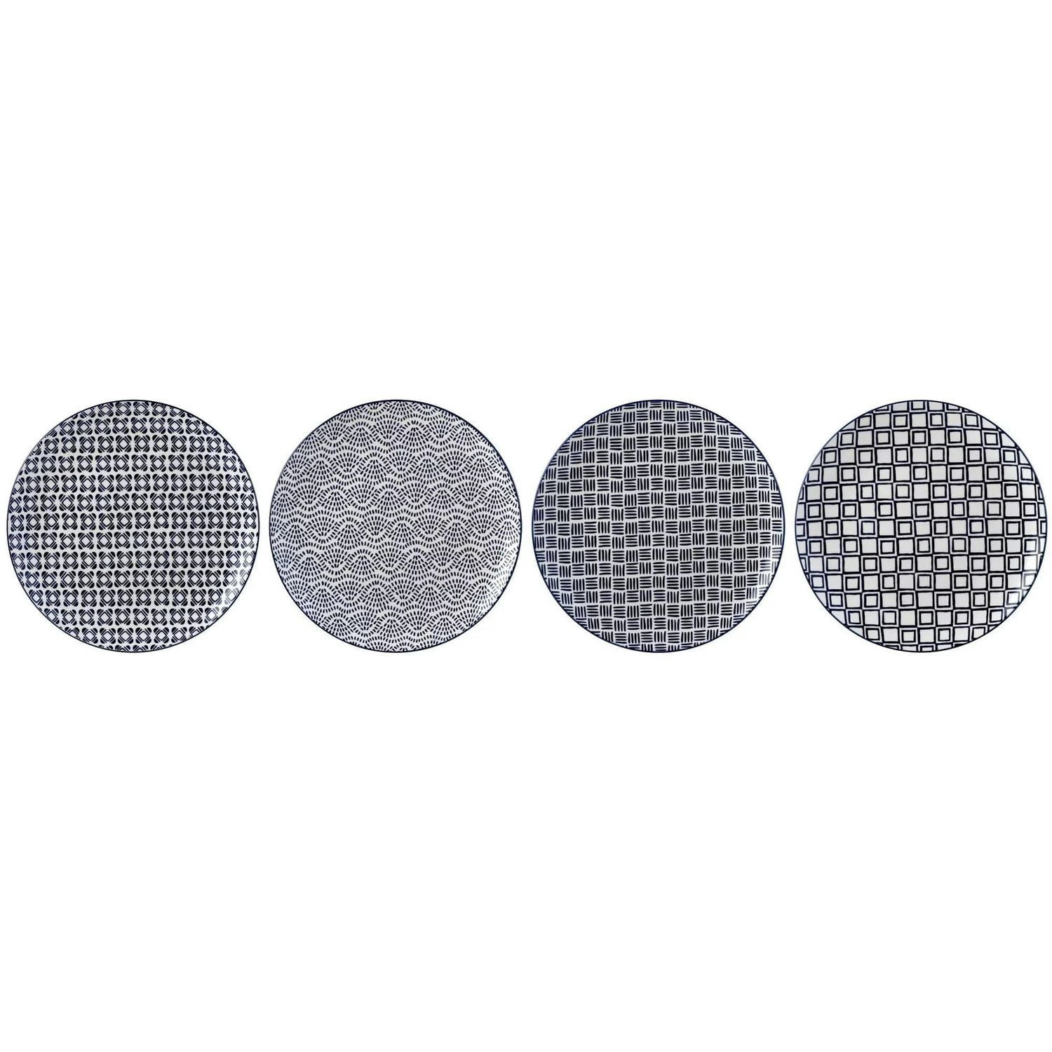 Mainstays Chiara 4 Piece Stoneware Round Blue Salad Plates