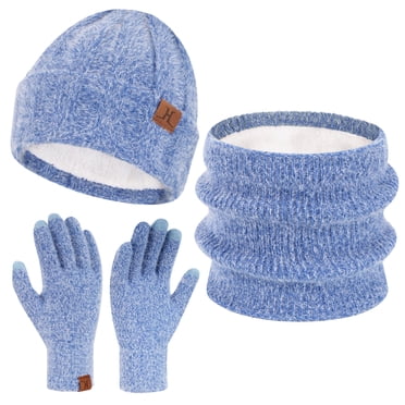 FZ FANTASTIC ZONE Tuques d'Hiver Chaudes pour Femmes Foulard Gants à Écran Tactile Ensemble Tricot Cache-Cou Calottes avec Doublure en Molleton Cadeaux pour Femmes