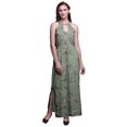 thumbnail image 1 of Bimba Bird Women Printed Crew Neck Side Slits Halter Dress Long Evening Gown-Small, 1 of 6