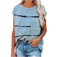 thumbnail image 2 of CHGBMOK Corset Grande Taille pour Femmes Mode Décontractée Ample Imprimé Col Rond Manches Courtes T-Shirt Blouse Rayée Été Plage en Solde, 2 of 5