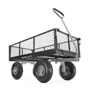 Gorilla Carts Steel Utility Cart with Removable Side Panels, 800 lb Capacity, Black