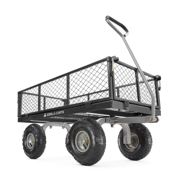 Gorilla Carts Chariot Utilitaire en Acier avec Panneaux Latéraux Amovibles, Capacité de 800 lb, Noir