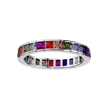 Charisma Sterling silver rainbow cz ring