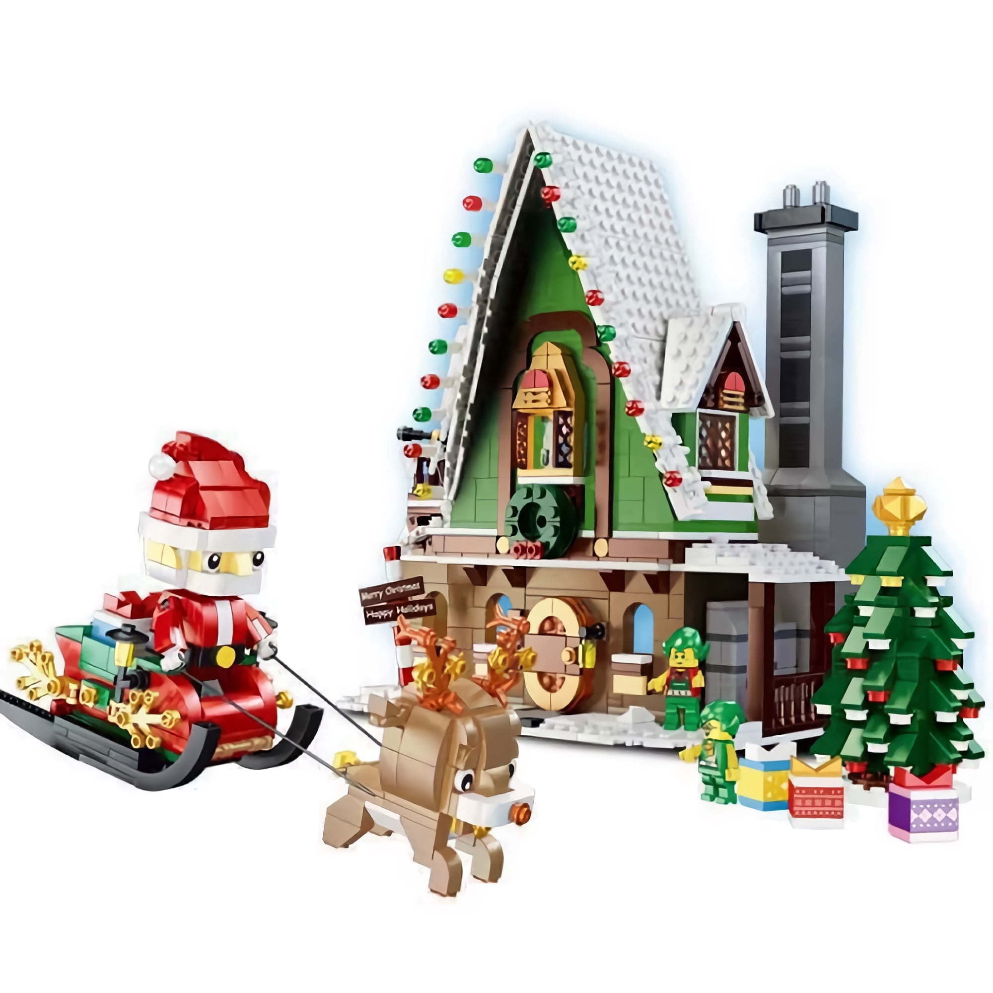 Toytexx Christmas House Building Blocks Set with Santa, Sleigh & Reindeer, 1495 PCS Holiday Construction Toy for Kids Ages 6+,