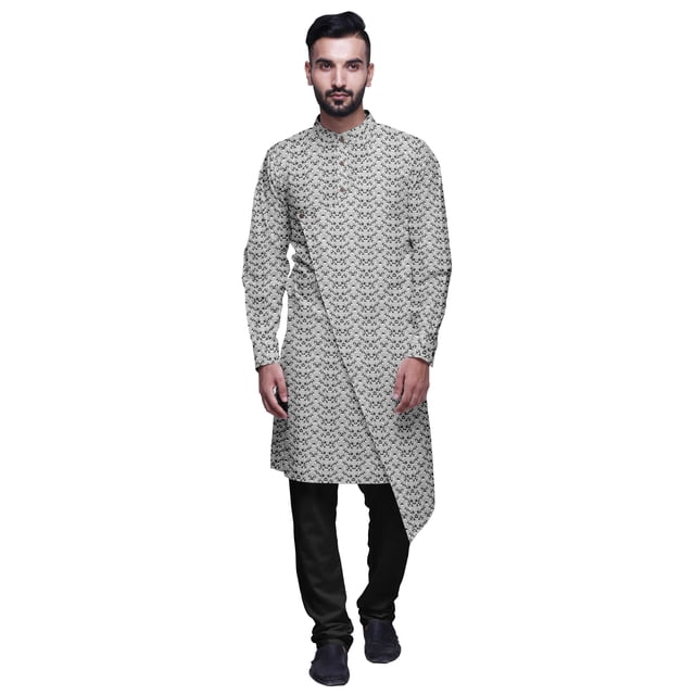 Atasi Kurta Pyjama de Fête pour Hommes, Col Mandarin, Ensemble Ethnique Imprimé Kurta