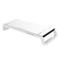 thumbnail image 2 of Milaget Support Surélevé Pliable pour Moniteur d'Ordinateur, Support RGB 4 USB 2.0, Plateau pour Clavier, Design Élégant Blanc, 2 of 8