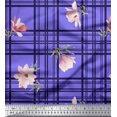 thumbnail image 1 of Soimoi Purple Poly Georgette Fabric Check & Magnolia Floral Fabric Prints By Yard 42 Inch Wide, 1 of 5