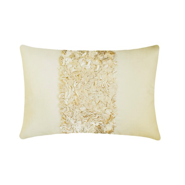 The HomeCentric Ivory Lumbar Pillow Cover, Textured Ribbon Pillows Cover, Pack of 2, 12"x18" (30x45 cm) Lumbar Pillow Cover, Rectangle Silk Lumbar Pillow Cover, Modern Lumbar - Vintage Ivory Love