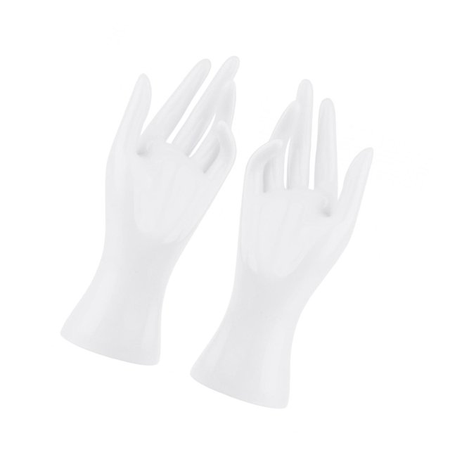 Decodeary 1Pair Female Mannequin Hand Multifunctional for Ring Finger Props Photograph White Height 8.46 Inch 1Set