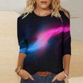 thumbnail image 2 of Birdeem T-Shirt Mode Femme Imprimé Ample Manches 3/4 Blouse Col Rond Hauts Décontractés, 2 of 5