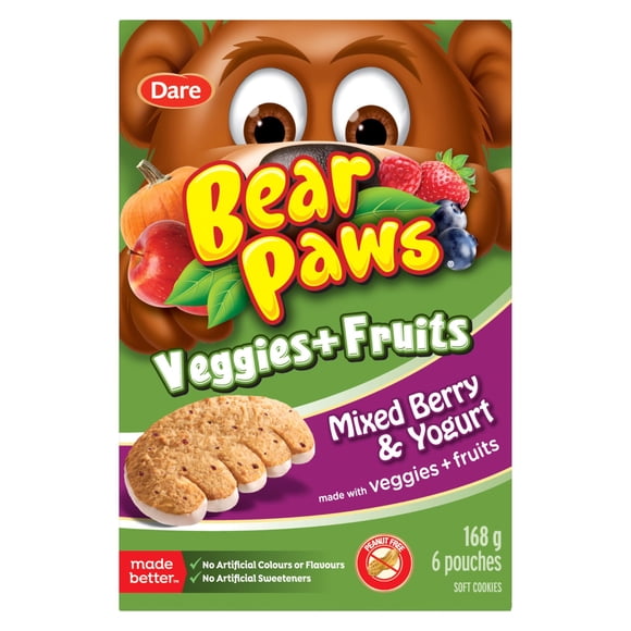 Biscuits moelleux Pattes D'ours mélange de baies et de yaourt, 168g (6 sachets)