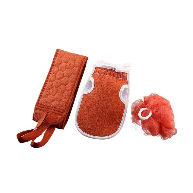 3Pcs Set Bath Towel Thickened Bath Rub Back Towel Bath Ball Flower Mud Strip
