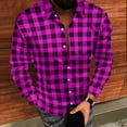 thumbnail image 3 of Timdgard Button down Shirts for Men Fall Plaid Lapel V Neck Long Sleeve Shirts Work Casual Tops, 3 of 8