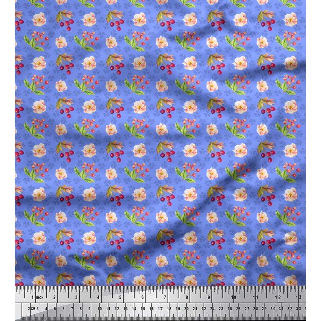 Soimoi Blue Modal Satin Fabric Circle Art Geometric Print Fabric by Yard 42 Inch Wide